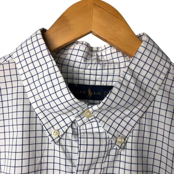 Ralph Lauren long sleeve button down check shirt, men's XL size cotton navy blue type Vintage Second Hand