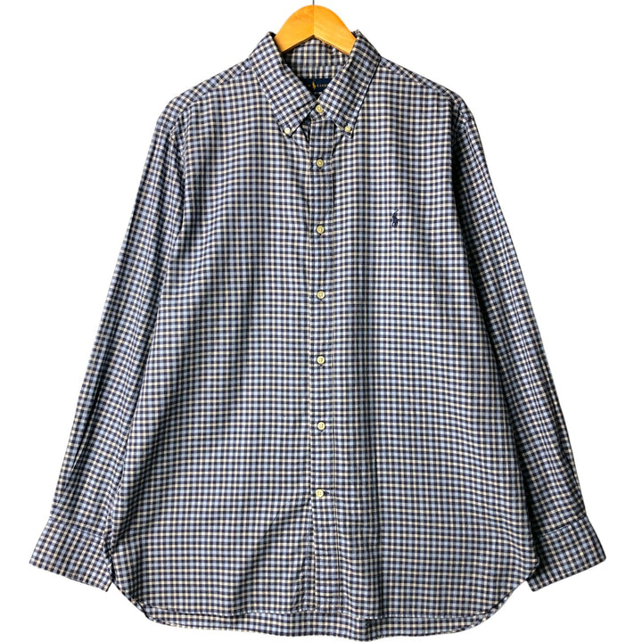 Ralph Lauren Classic Fit Long Sleeve Cotton Check Shirt, Men's XL cotton Blue type light blue Vintage Second Hand
