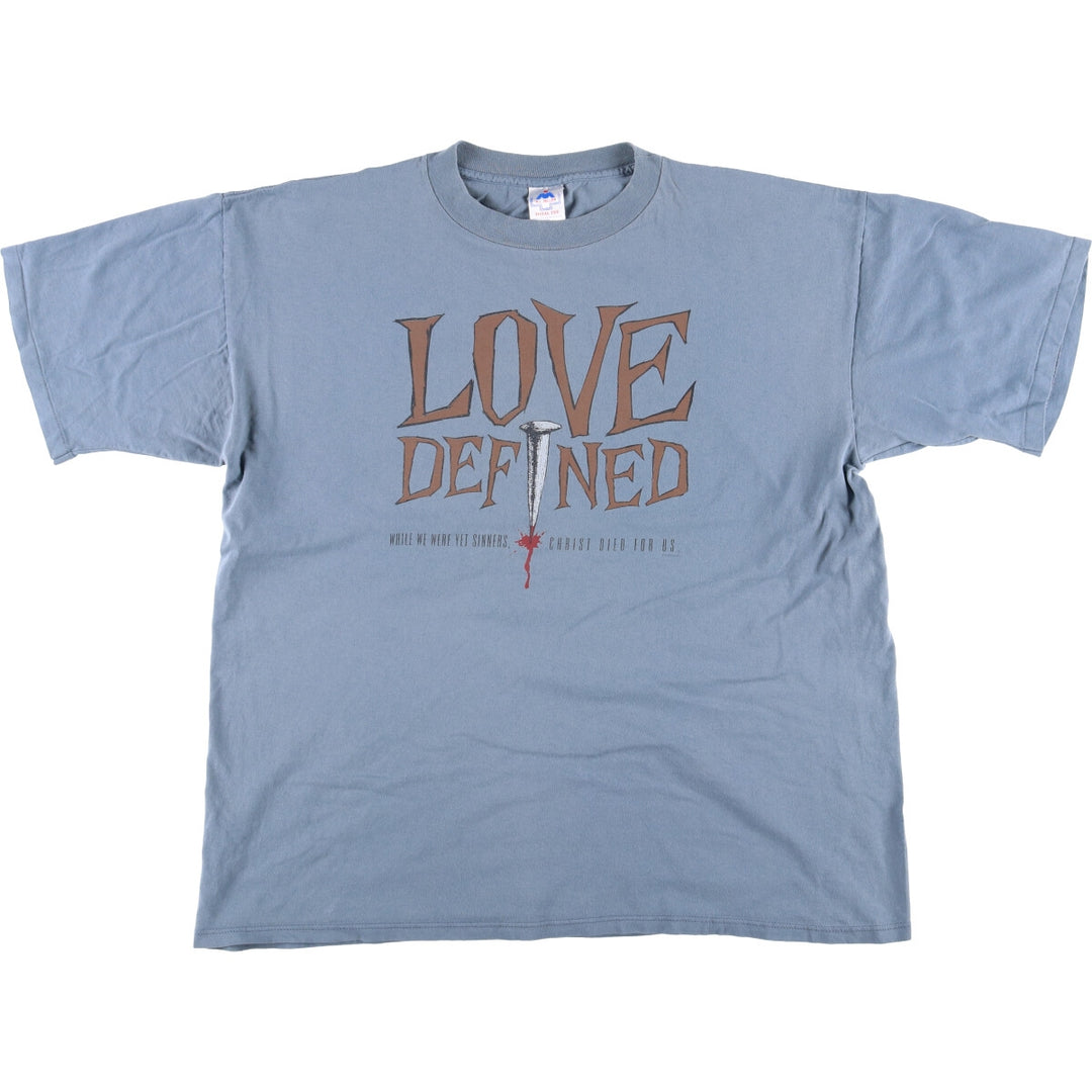 Vintage 90'S HLMILLER TOTAL TEE printed T-shirt, Made in USA, Men's XXL cotton Blue type light blue Vintage Second Hand