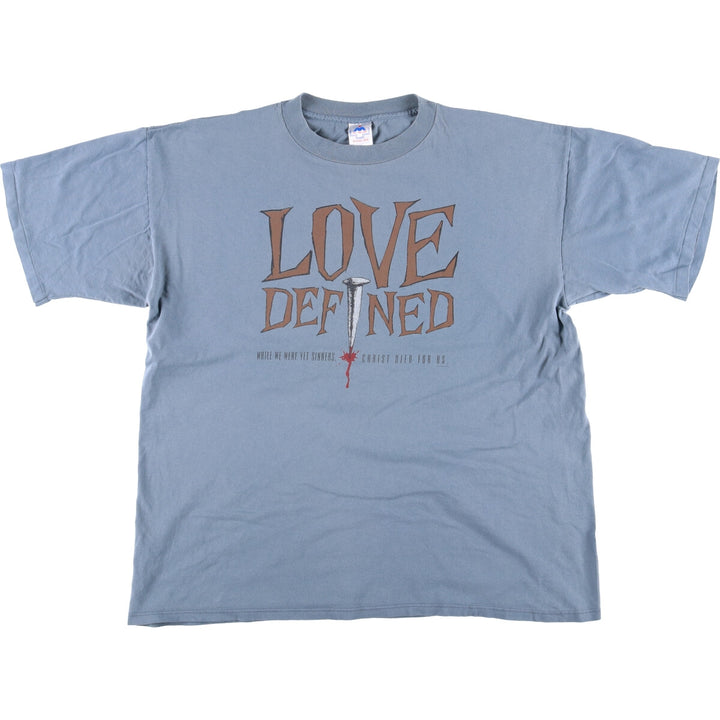 Vintage 90'S HLMILLER TOTAL TEE printed T-shirt, Made in USA, Men's XXL cotton Blue type light blue Vintage Second Hand
