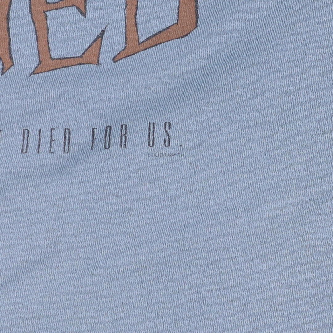Vintage 90'S HLMILLER TOTAL TEE printed T-shirt, Made in USA, Men's XXL cotton Blue type light blue Vintage Second Hand
