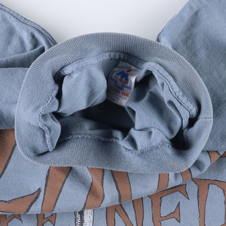 Vintage 90'S HLMILLER TOTAL TEE printed T-shirt, Made in USA, Men's XXL cotton Blue type light blue Vintage Second Hand