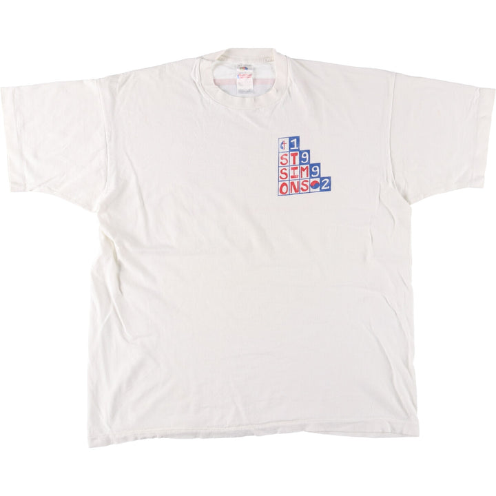 90'S Fruit of the Loom print T-shirt, Made in USA, Men's XL cotton pale white type Vintage Second Hand