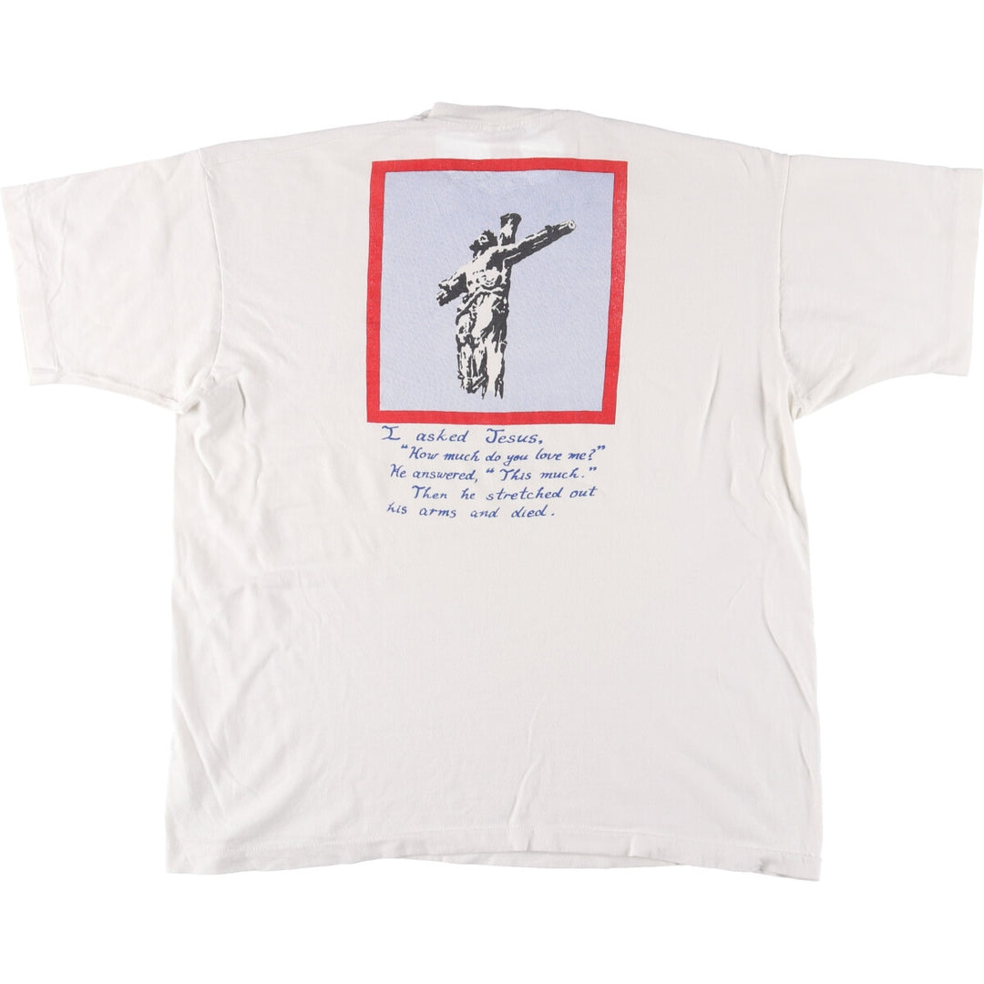 90'S Fruit of the Loom print T-shirt, Made in USA, Men's XL cotton pale white type Vintage Second Hand