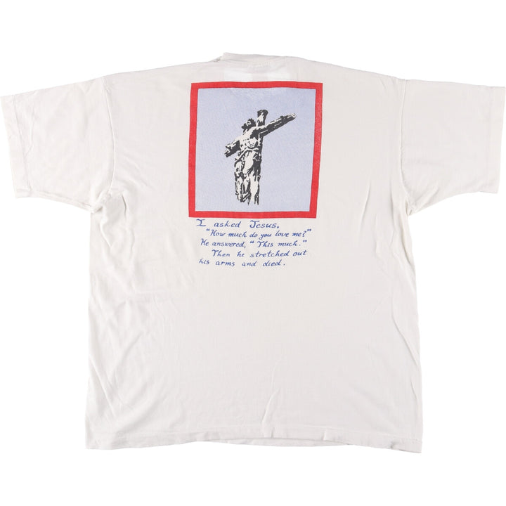 90'S Fruit of the Loom print T-shirt, Made in USA, Men's XL cotton pale white type Vintage Second Hand