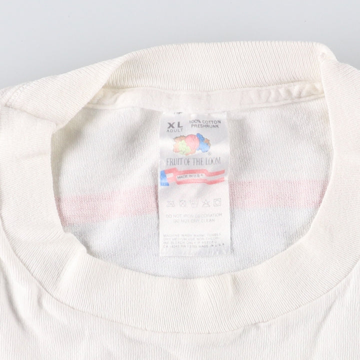 90'S Fruit of the Loom print T-shirt, Made in USA, Men's XL cotton pale white type Vintage Second Hand