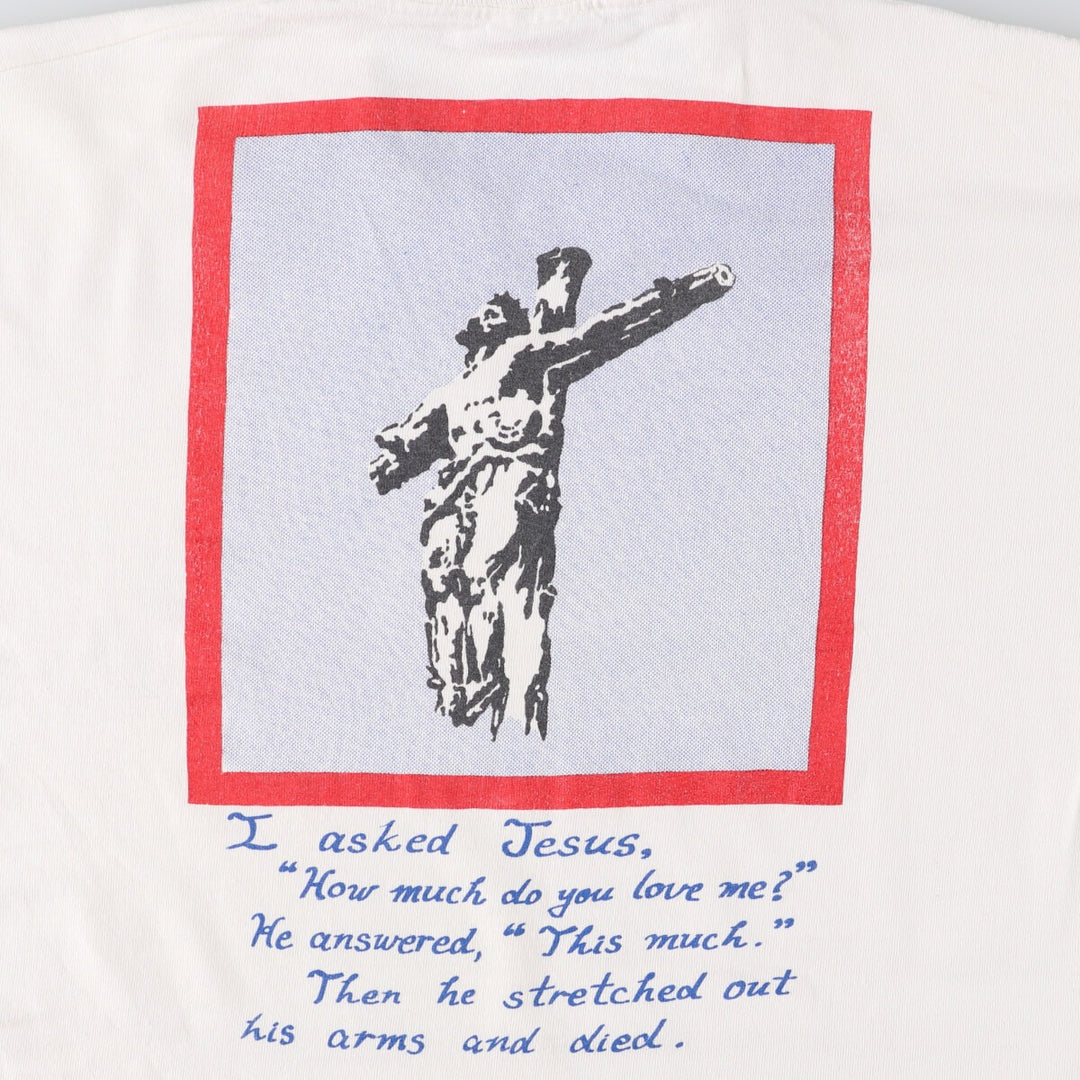90'S Fruit of the Loom print T-shirt, Made in USA, Men's XL cotton pale white type Vintage Second Hand