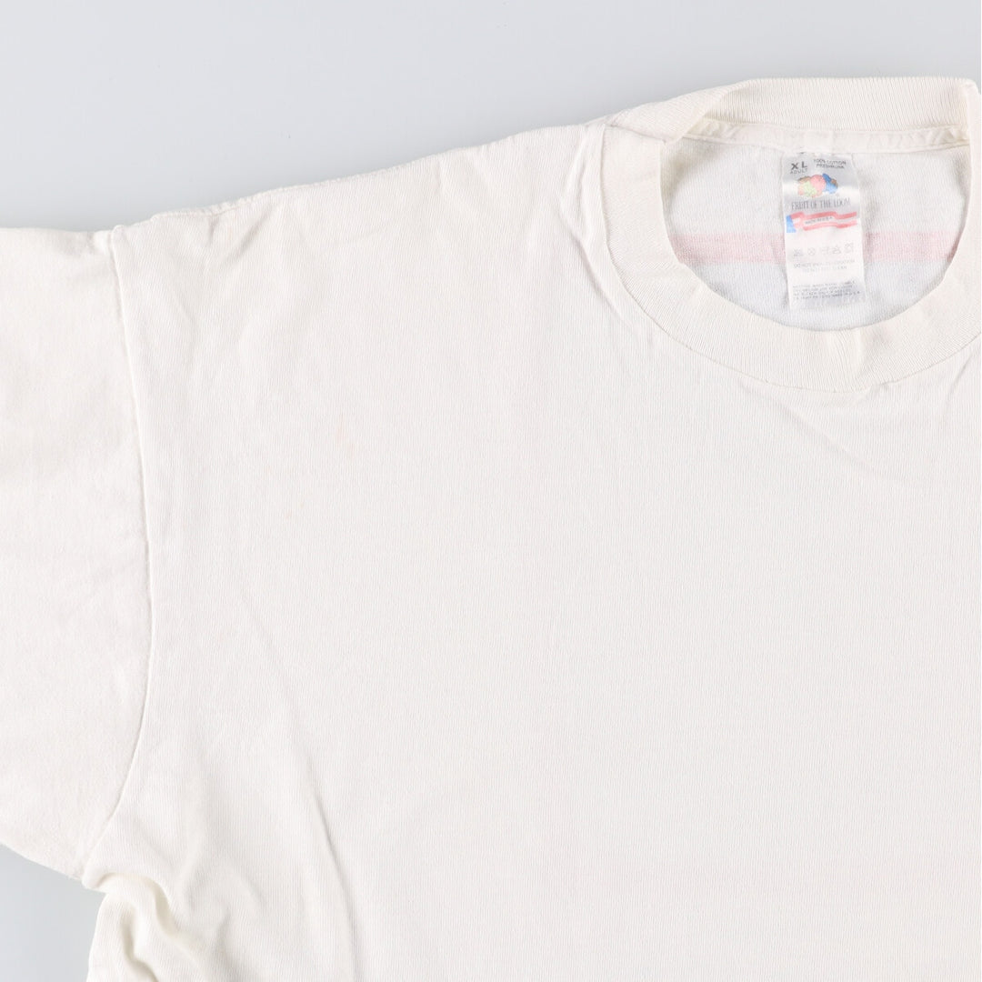 90'S Fruit of the Loom print T-shirt, Made in USA, Men's XL cotton pale white type Vintage Second Hand