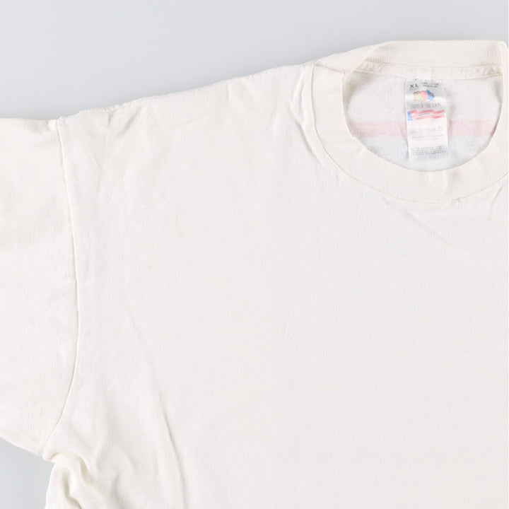 90'S Fruit of the Loom print T-shirt, Made in USA, Men's XL cotton pale white type Vintage Second Hand