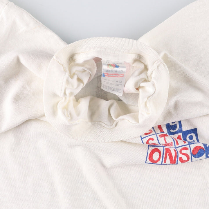 90'S Fruit of the Loom print T-shirt, Made in USA, Men's XL cotton pale white type Vintage Second Hand