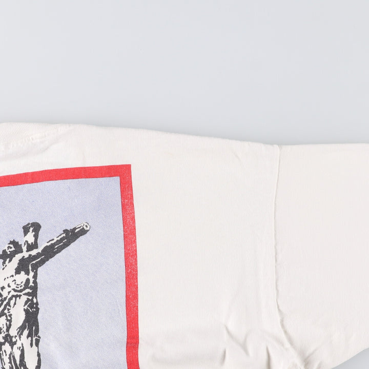 90'S Fruit of the Loom print T-shirt, Made in USA, Men's XL cotton pale white type Vintage Second Hand