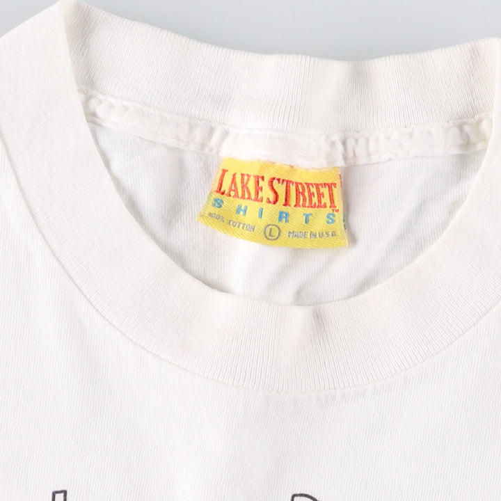 Vintage 90'S Lake Street Shirts printed T-shirt, Made in USA, Men's Size L cotton white type Vintage Second Hand