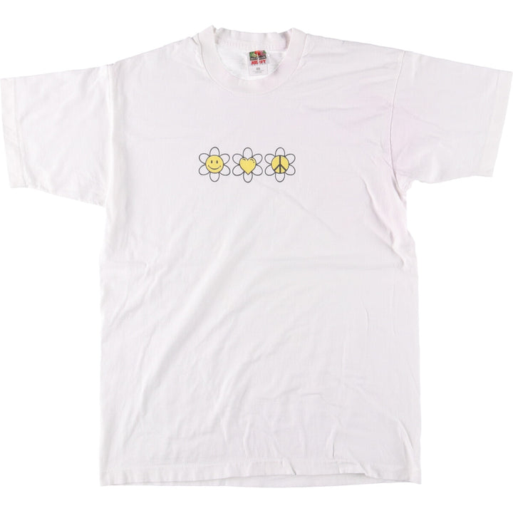 90'S Fruit of the Loom Heavy Cotton Printed T-Shirt Made in USA Men's Size L Vintage cotton white type Vintage Second Hand