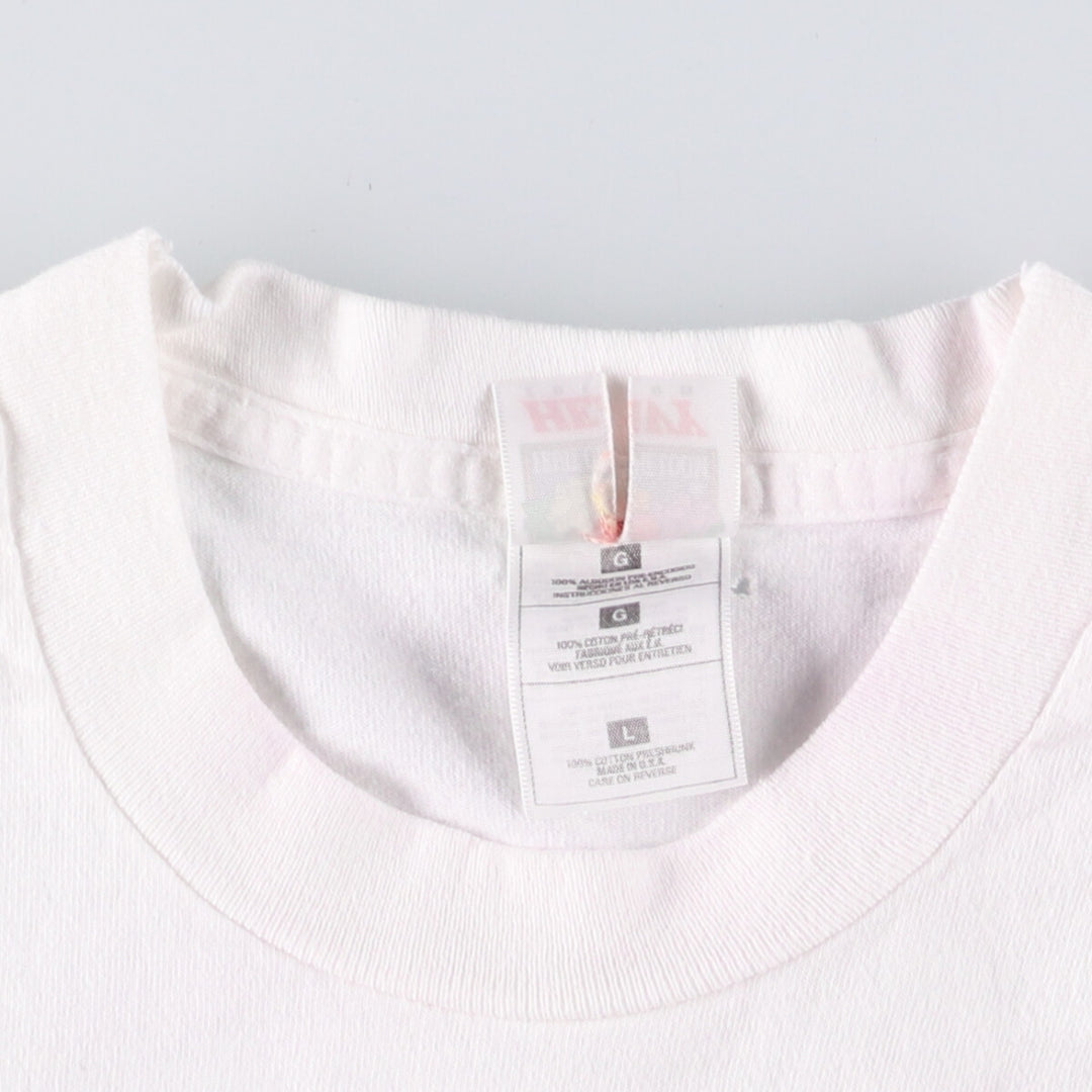 90'S Fruit of the Loom Heavy Cotton Printed T-Shirt Made in USA Men's Size L Vintage cotton white type Vintage Second Hand