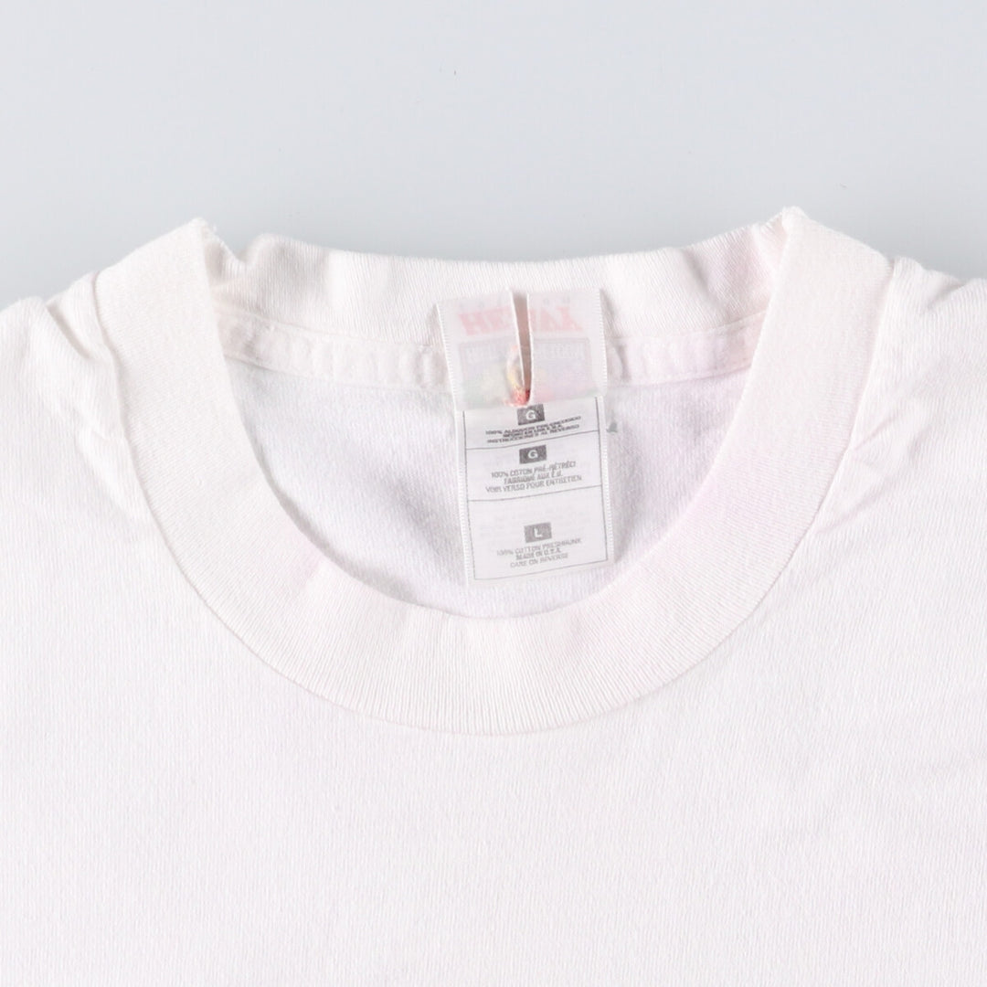 90'S Fruit of the Loom Heavy Cotton Printed T-Shirt Made in USA Men's Size L Vintage cotton white type Vintage Second Hand