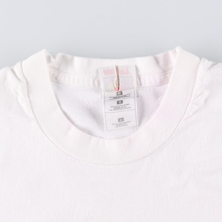 90'S Fruit of the Loom Heavy Cotton Printed T-Shirt Made in USA Men's Size L Vintage cotton white type Vintage Second Hand