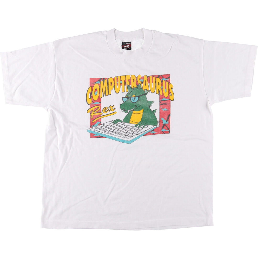 90'S Fruit of the Loom Best Printed T-shirt, Made in USA, Men's XL, Vintage cotton white type Vintage Second Hand