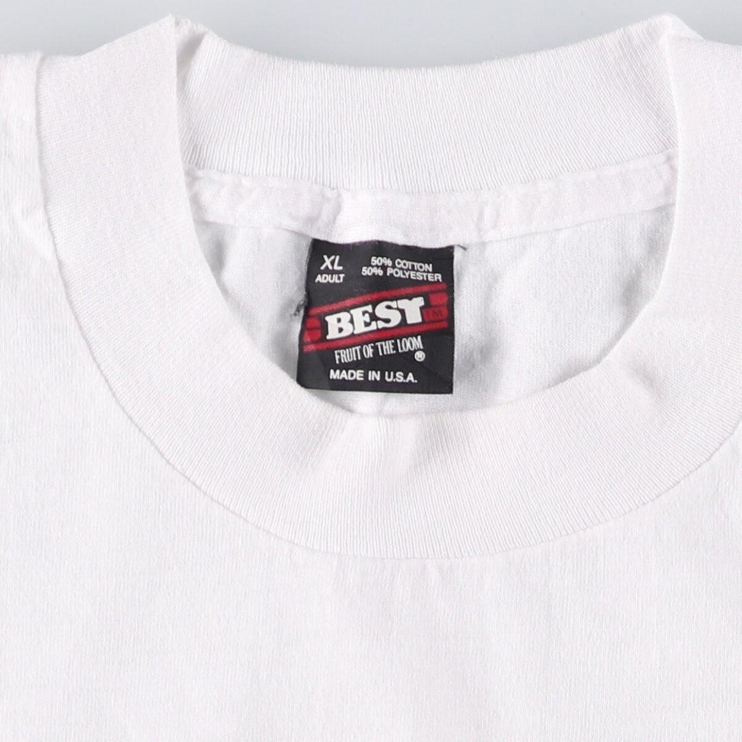 90'S Fruit of the Loom Best Printed T-shirt, Made in USA, Men's XL, Vintage cotton white type Vintage Second Hand