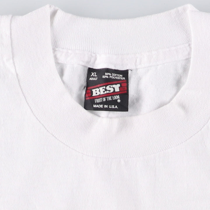 90'S Fruit of the Loom Best Printed T-shirt, Made in USA, Men's XL, Vintage cotton white type Vintage Second Hand