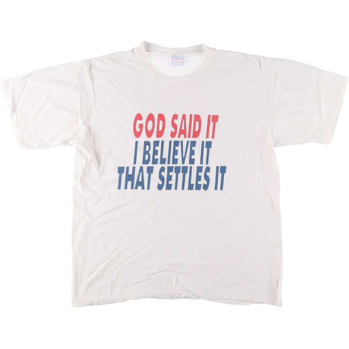 90'S All Sports ALL SPORT Message Print T-Shirt, Men's XL, Vintage cotton white type Vintage Second Hand