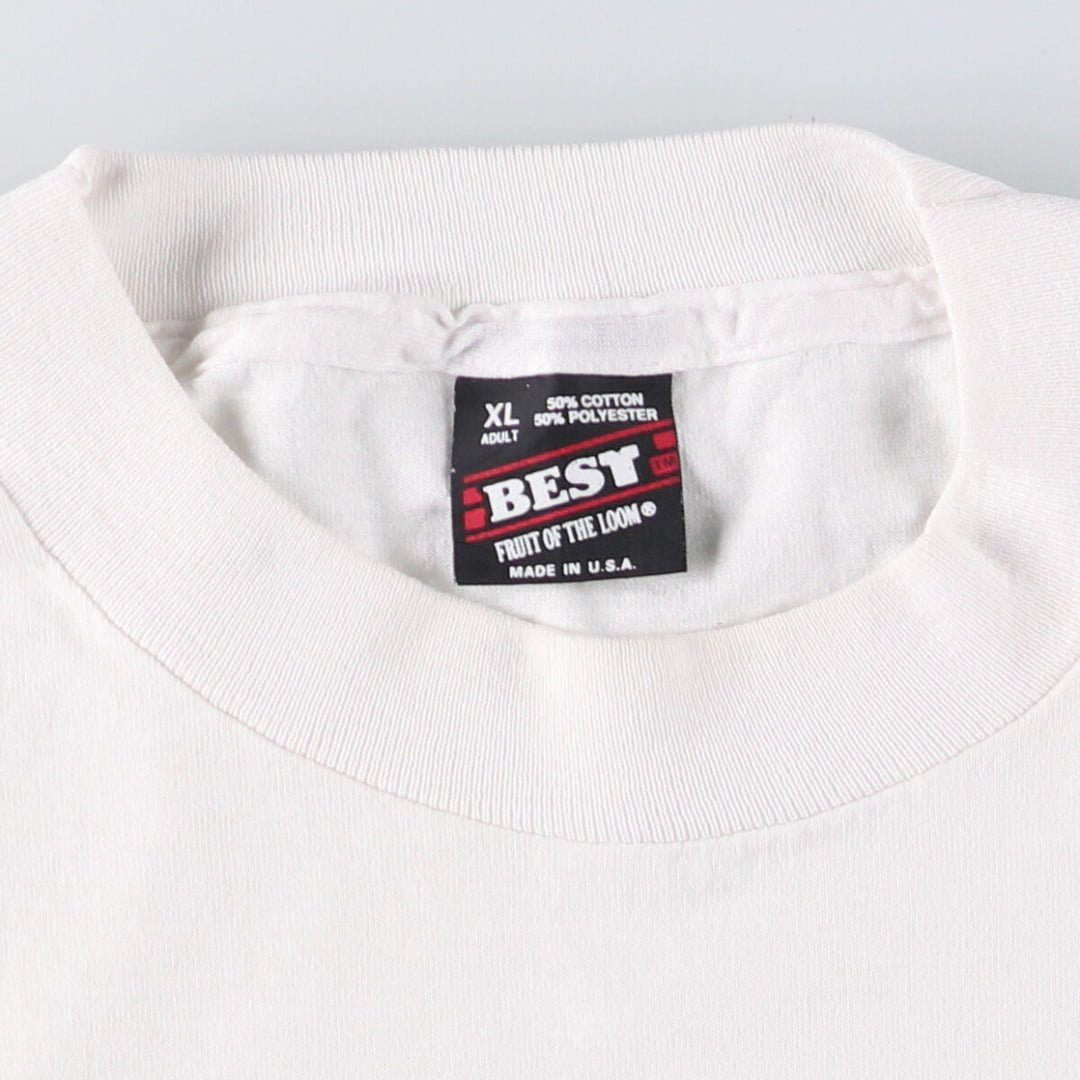 90'S Fruit of the Loom Best Printed T-shirt, Made in USA, Men's XL, Vintage cotton white type Vintage Second Hand