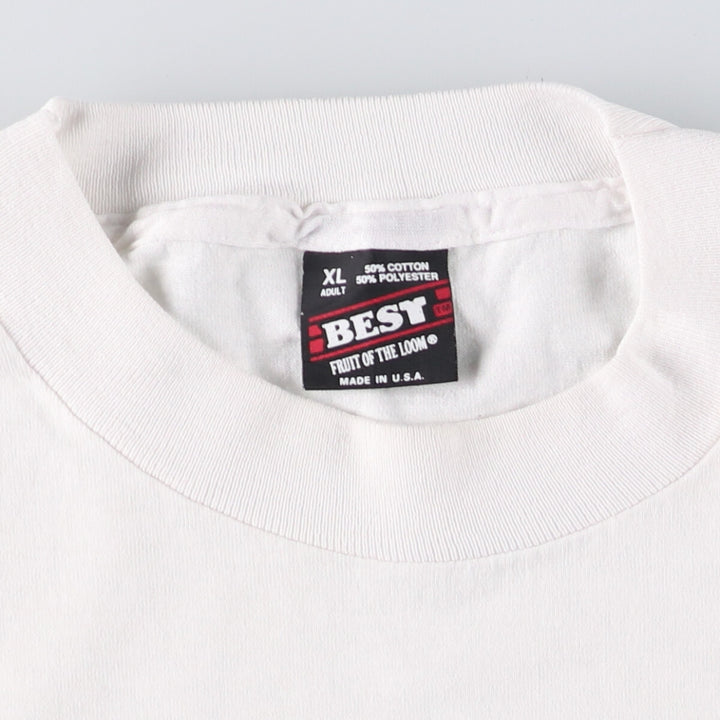 90'S Fruit of the Loom Best Printed T-shirt, Made in USA, Men's XL, Vintage cotton white type Vintage Second Hand