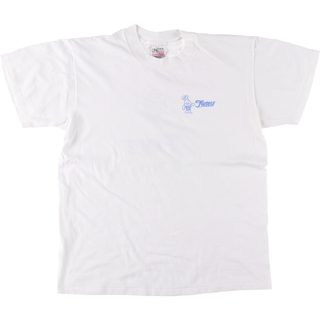 90'S ONEITA Fosters Freeze Advertising T-shirt Made in USA Men's L size Vintage cotton white type Vintage Second Hand