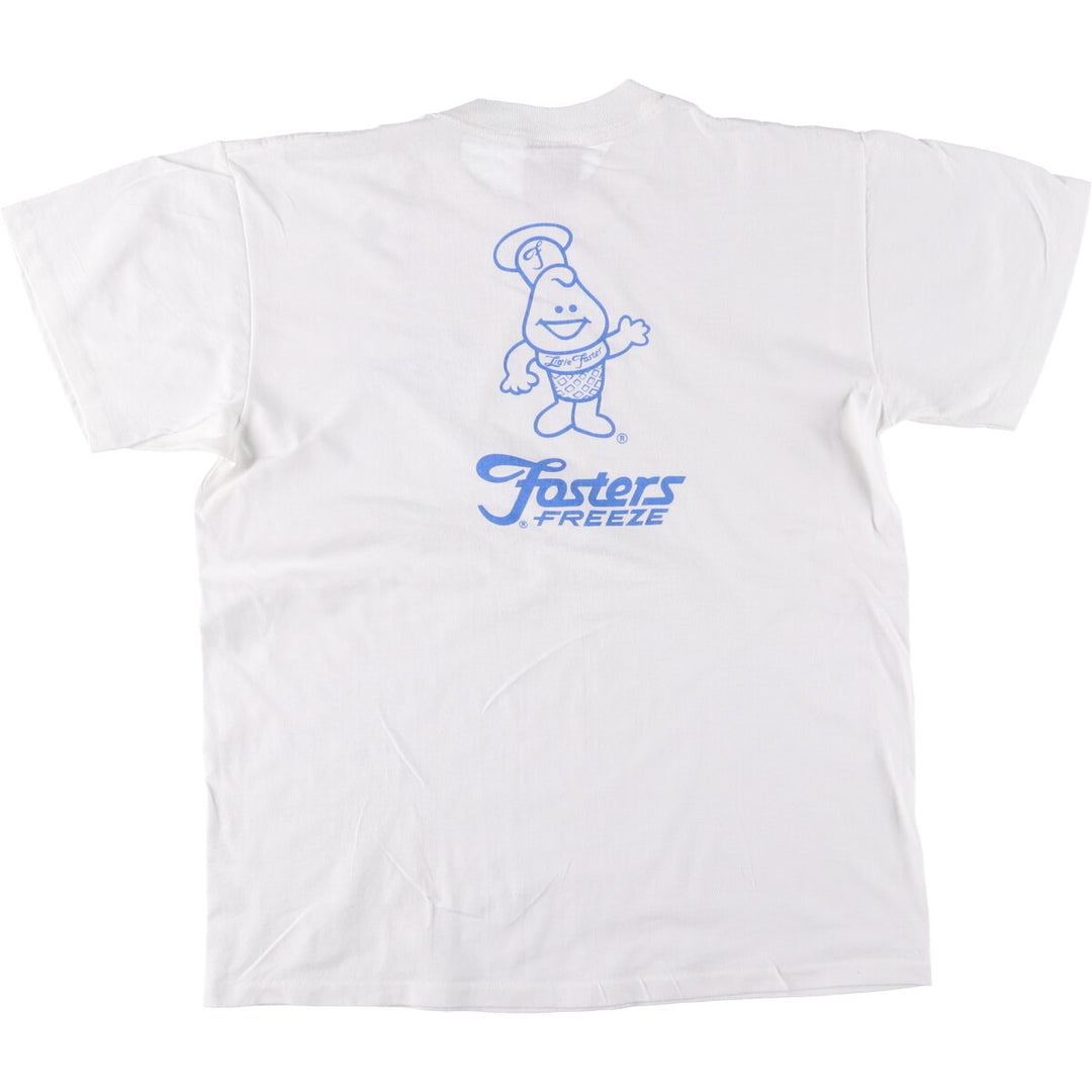 90'S ONEITA Fosters Freeze Advertising T-shirt Made in USA Men's L size Vintage cotton white type Vintage Second Hand