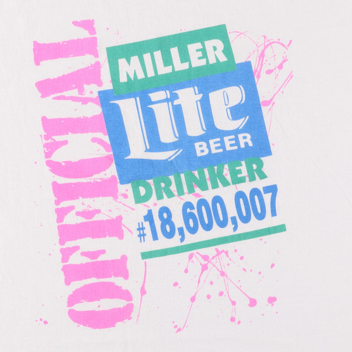 90'S SCREEN STARS Miller Lite Beer Advertising T-shirt Made in USA Men's L Vintage cotton white type Vintage Second Hand