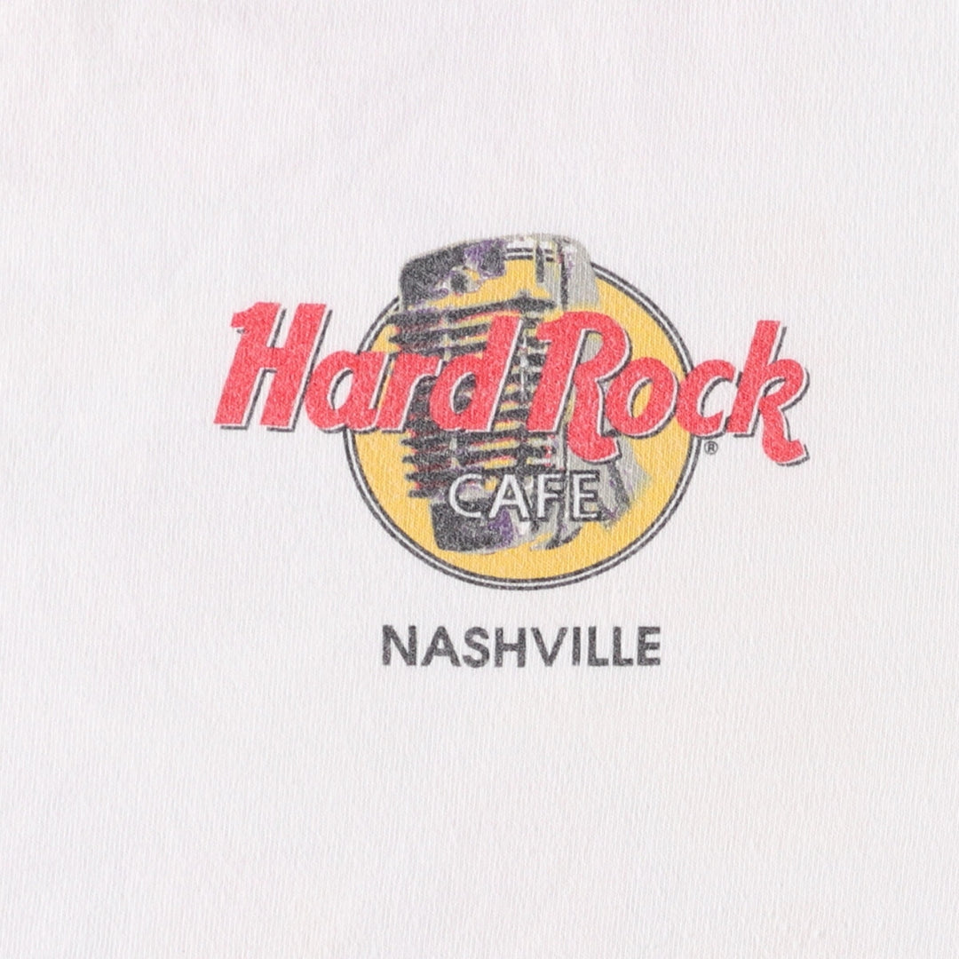 HARD ROCK CAFE Hard Rock Cafe Advertising T-shirt Made in USA Men's L size cotton white type Vintage Second Hand