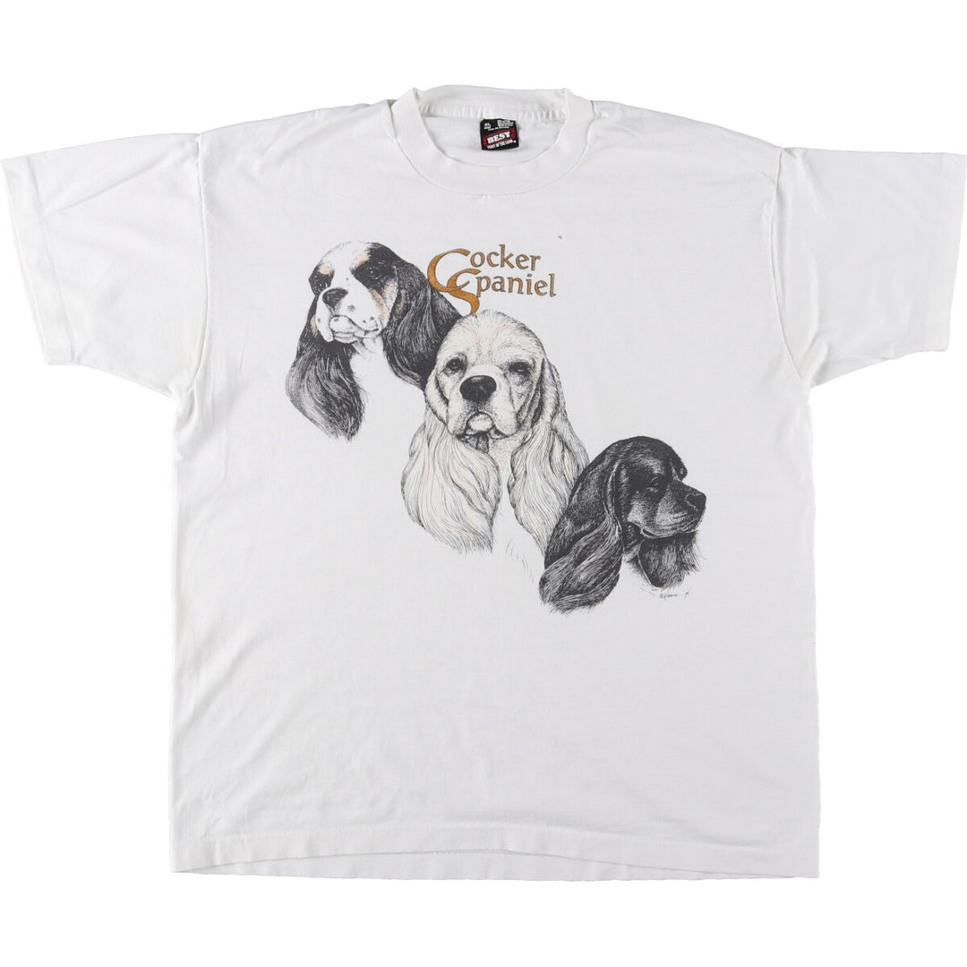 90'S Fruit of the Loom Cocker Spaniel Dog Animal T-Shirt Made in USA Men's XL Vintage cotton white type Vintage Second Hand