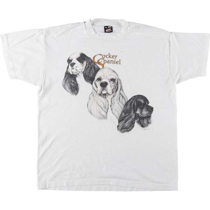 90'S Fruit of the Loom Cocker Spaniel Dog Animal T-Shirt Made in USA Men's XL Vintage cotton white type Vintage Second Hand