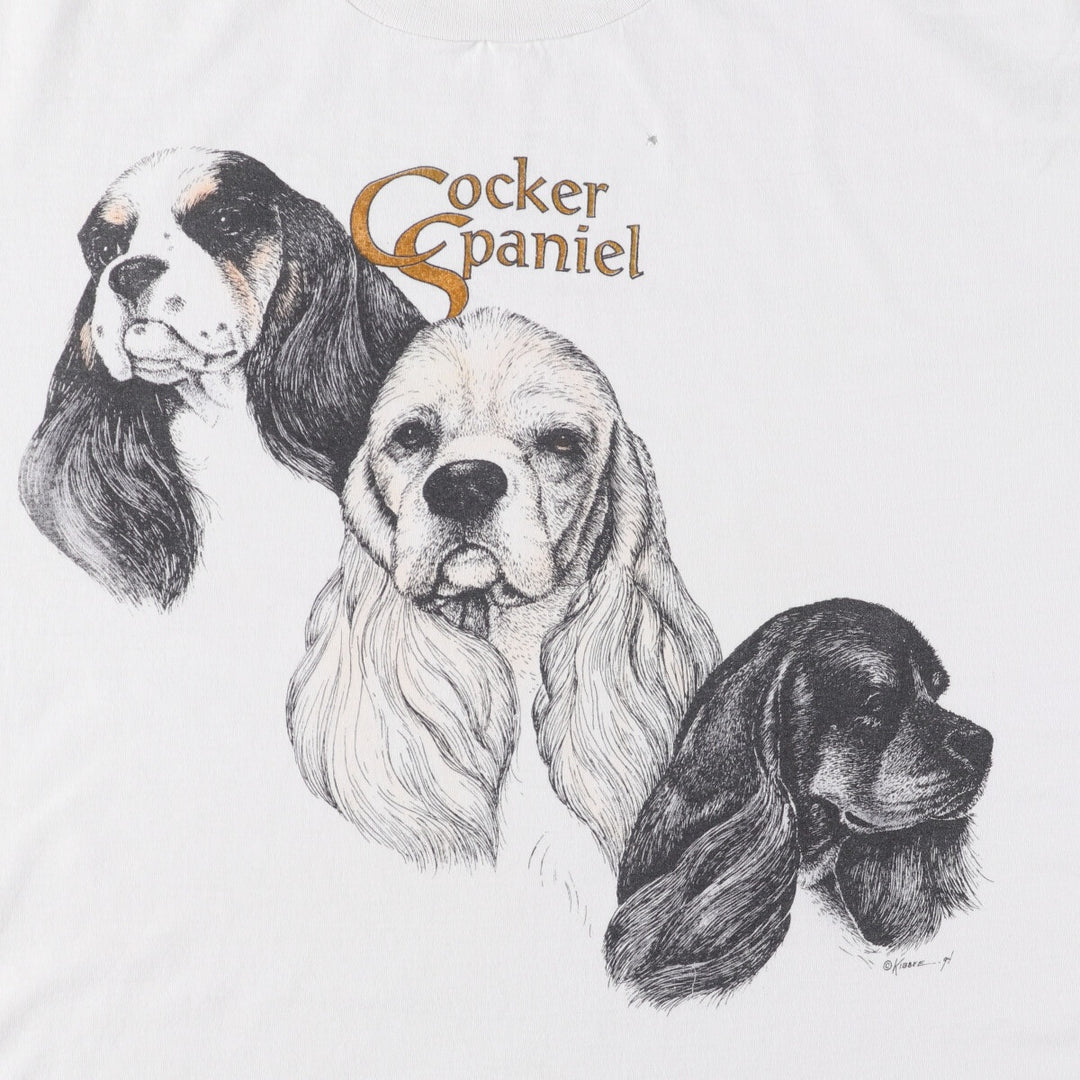 90'S Fruit of the Loom Cocker Spaniel Dog Animal T-Shirt Made in USA Men's XL Vintage cotton white type Vintage Second Hand