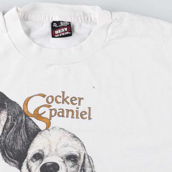 90'S Fruit of the Loom Cocker Spaniel Dog Animal T-Shirt Made in USA Men's XL Vintage cotton white type Vintage Second Hand