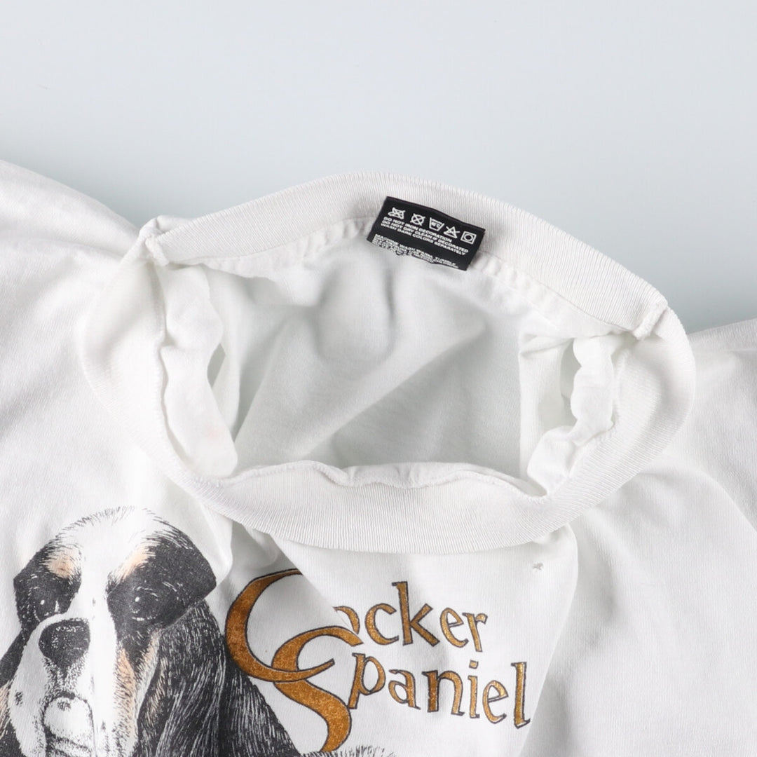 90'S Fruit of the Loom Cocker Spaniel Dog Animal T-Shirt Made in USA Men's XL Vintage cotton white type Vintage Second Hand