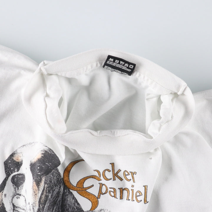 90'S Fruit of the Loom Cocker Spaniel Dog Animal T-Shirt Made in USA Men's XL Vintage cotton white type Vintage Second Hand