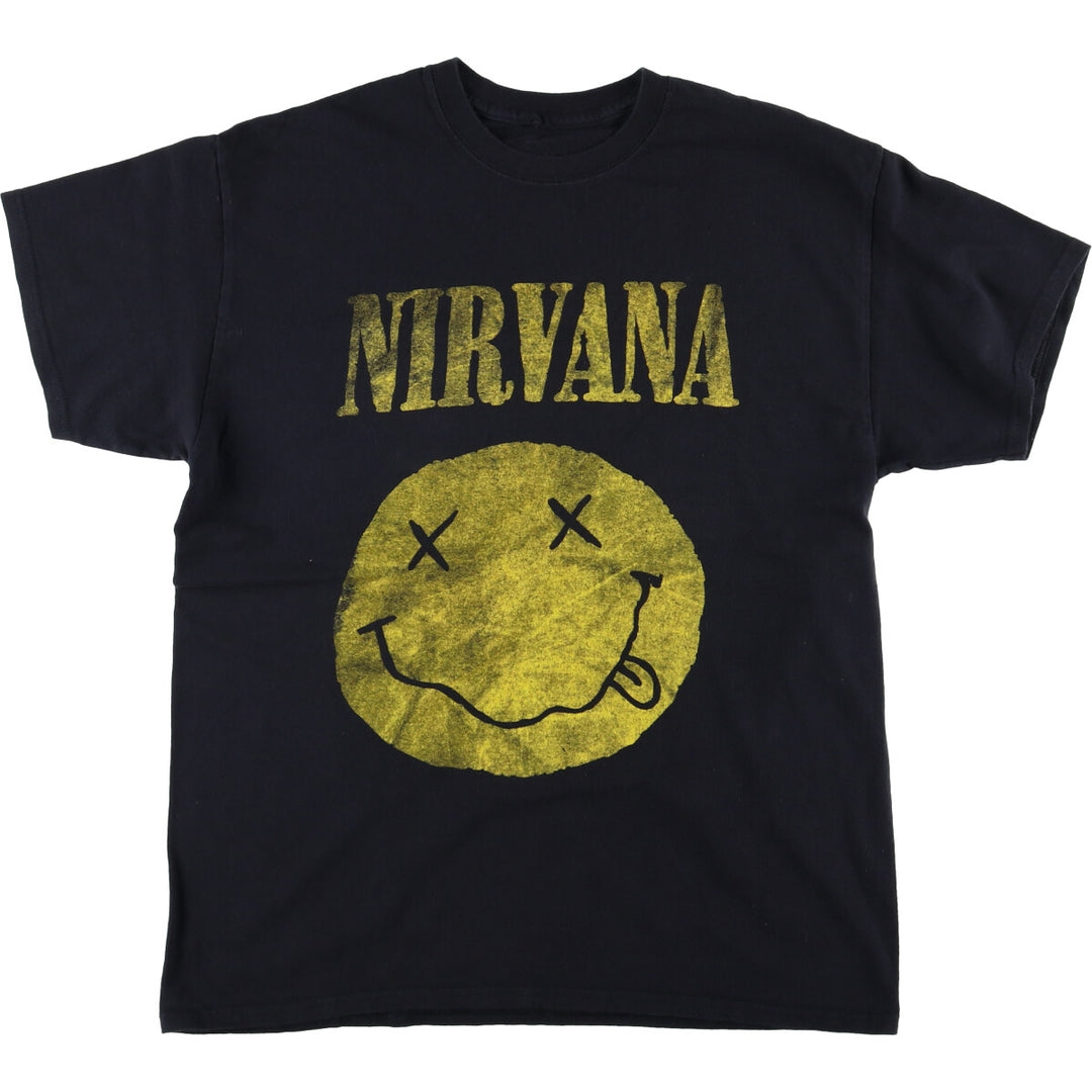 NIRVANA Nirvana Band T-shirt, Band T, Men's L size cotton black type Vintage Second Hand