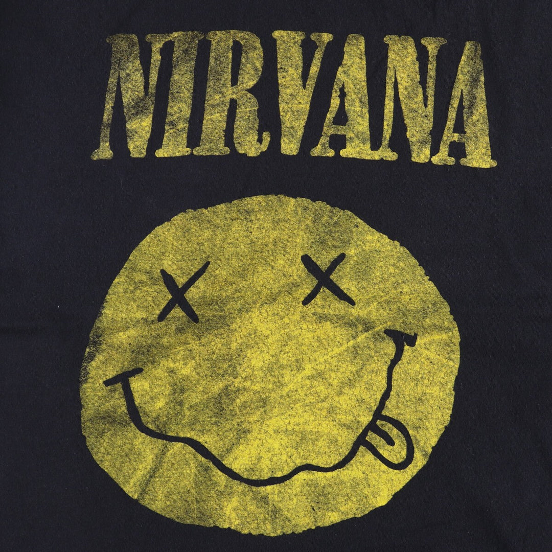 NIRVANA Nirvana Band T-shirt, Band T, Men's L size cotton black type Vintage Second Hand