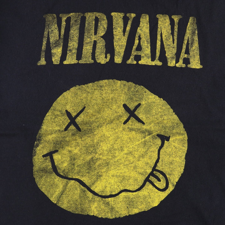 NIRVANA Nirvana Band T-shirt, Band T, Men's L size cotton black type Vintage Second Hand