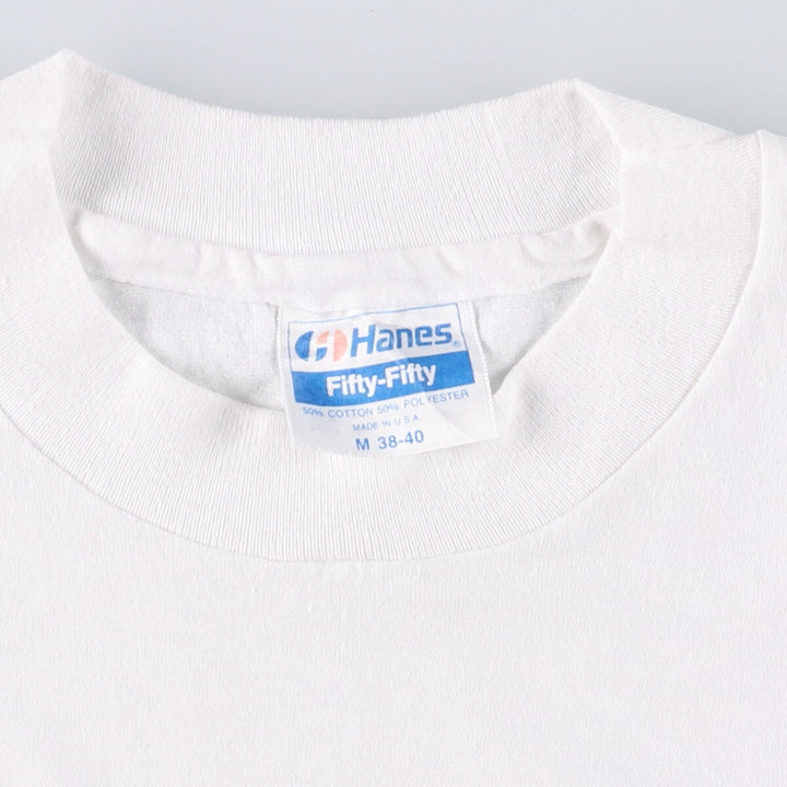 80'S Hanes Fifty-Fifty Blue Tag Dog Animal T-Shirt Made in USA Men's M Size Vintage cotton white type Vintage Second Hand