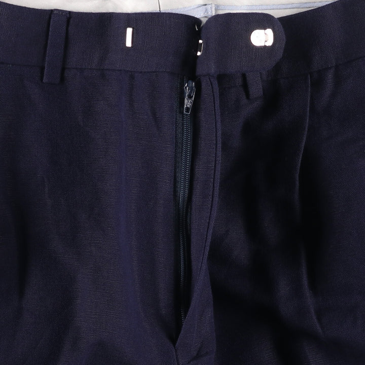 00'S LANDS' END Two-pleat linen x cotton pants slacks for men, size W37 linen navy blue type Vintage Second Hand
