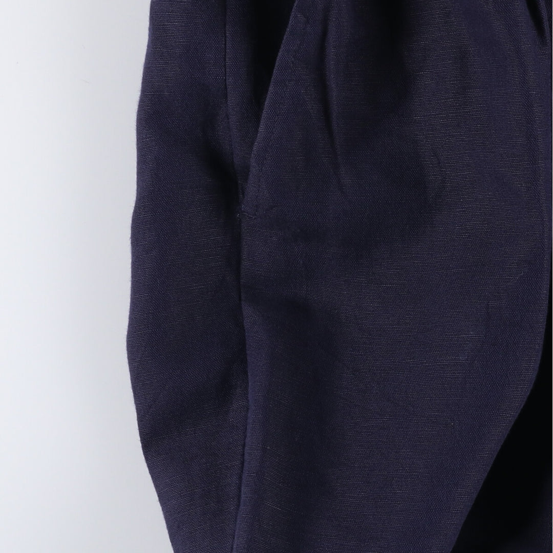 00'S LANDS' END Two-pleat linen x cotton pants slacks for men, size W37 linen navy blue type Vintage Second Hand