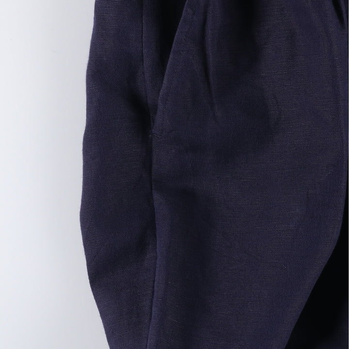 00'S LANDS' END Two-pleat linen x cotton pants slacks for men, size W37 linen navy blue type Vintage Second Hand