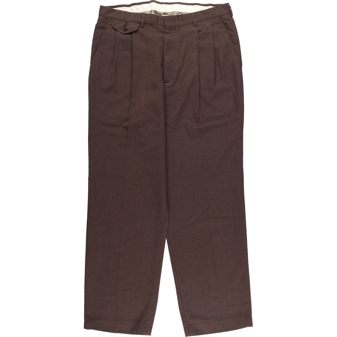 Haggar 2-pleat slacks for men, size W34 polyester brown type Vintage Second Hand