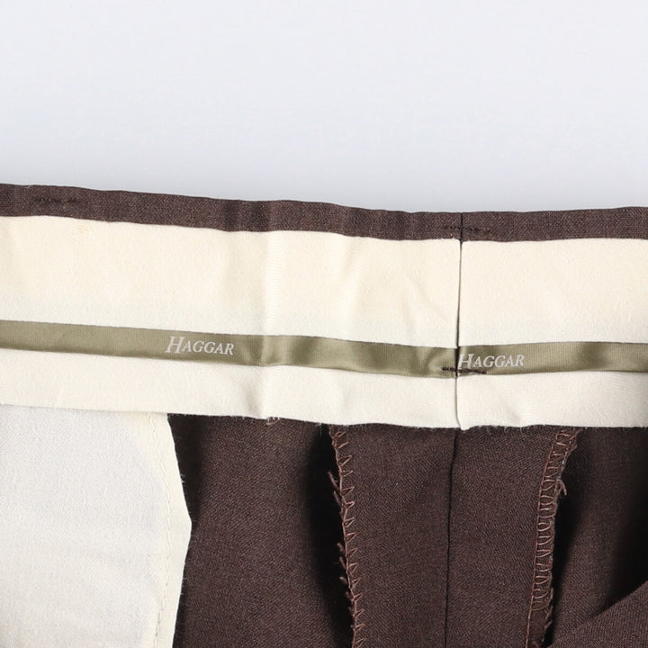 Haggar 2-pleat slacks for men, size W34 polyester brown type Vintage Second Hand