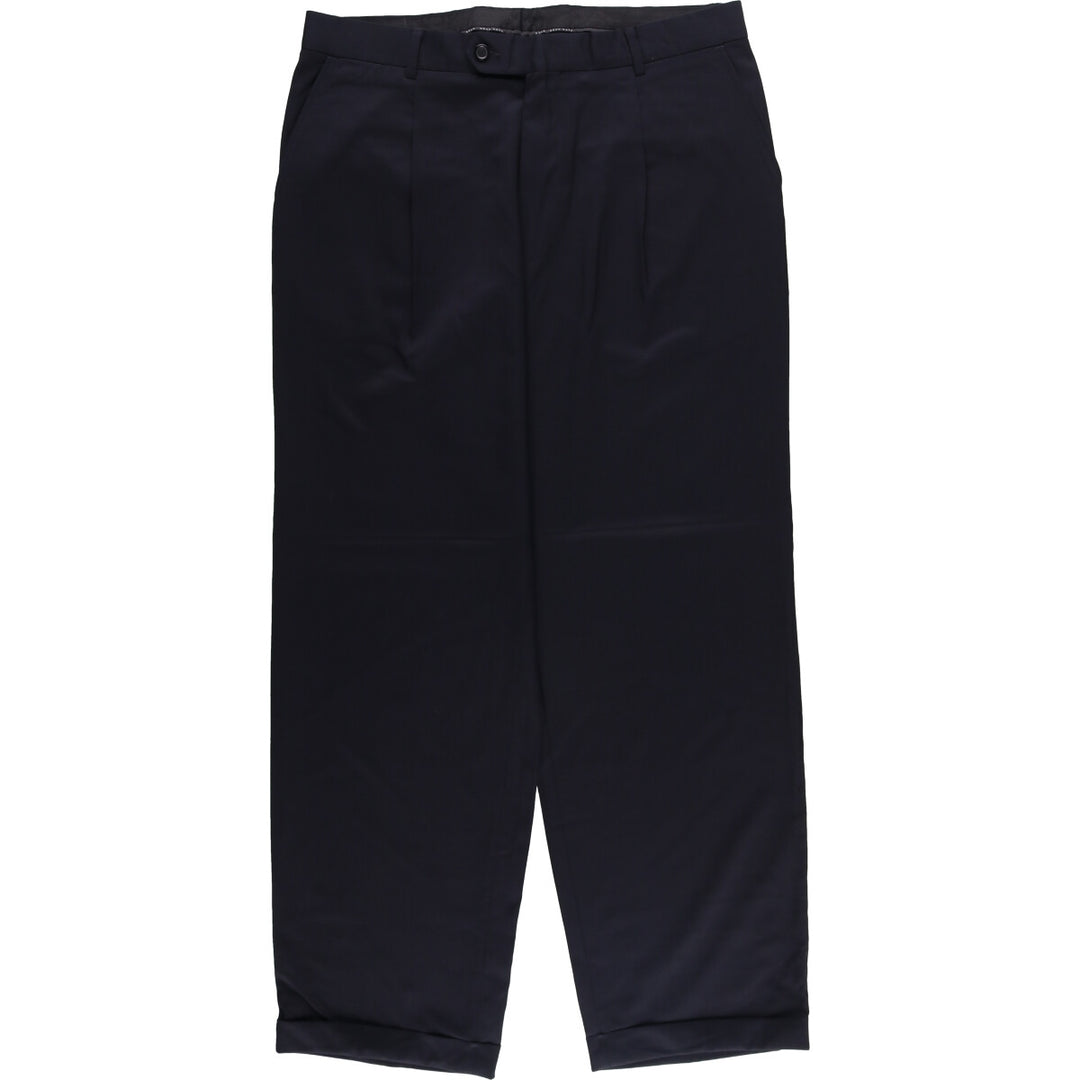 Hugo Boss One-Tuck Wool Pants, Slacks, Made in USA, Men's Size W36 wool navy blue type Vintage Second Hand