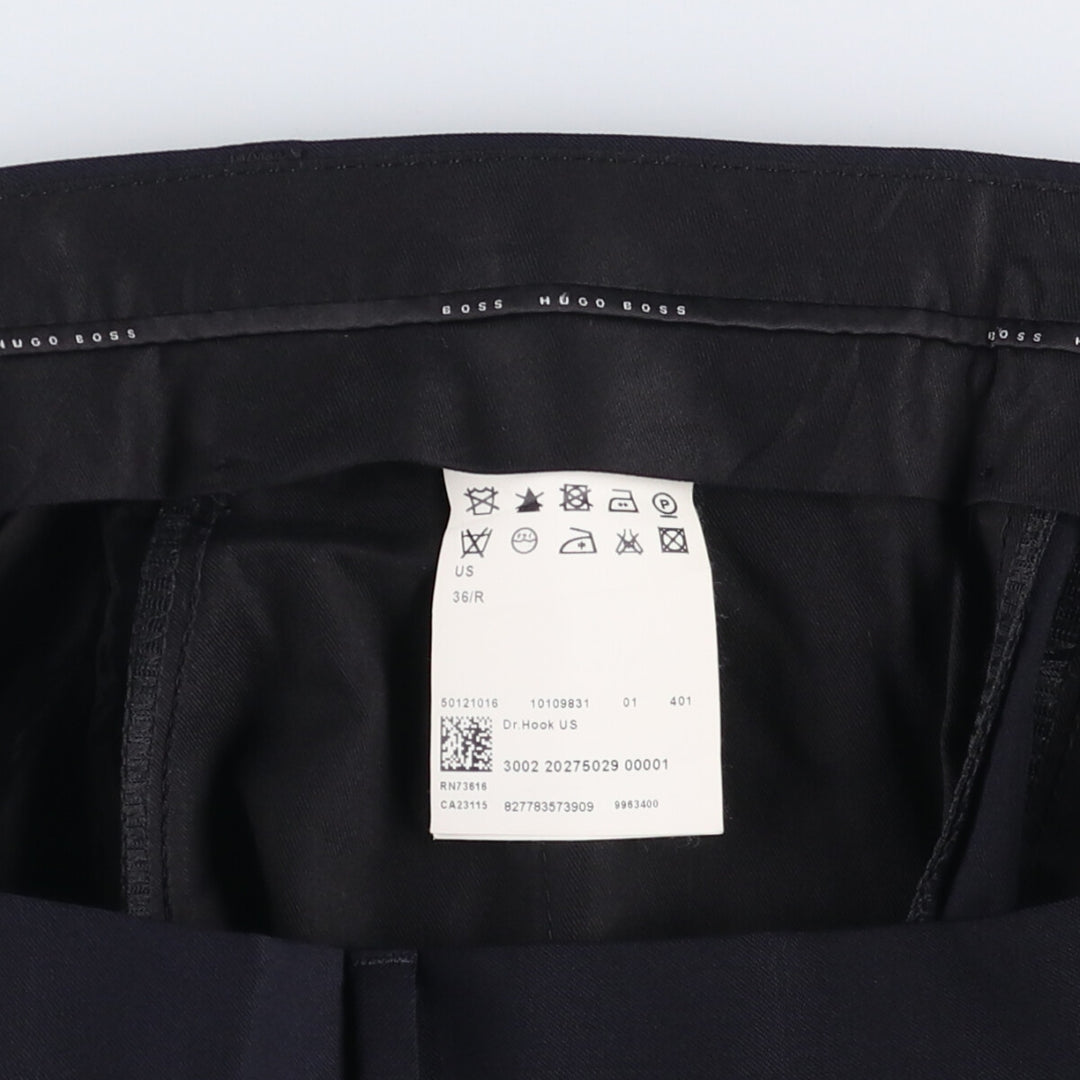 Hugo Boss One-Tuck Wool Pants, Slacks, Made in USA, Men's Size W36 wool navy blue type Vintage Second Hand