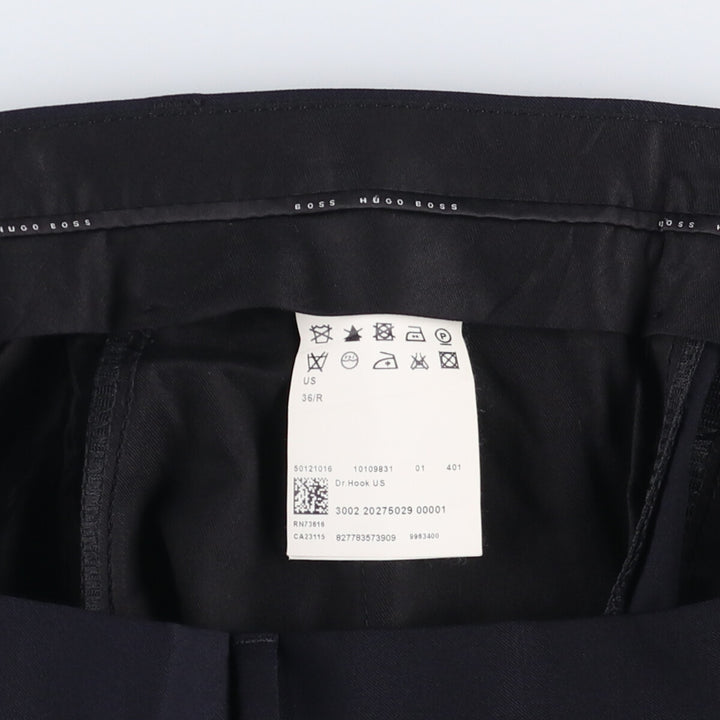 Hugo Boss One-Tuck Wool Pants, Slacks, Made in USA, Men's Size W36 wool navy blue type Vintage Second Hand
