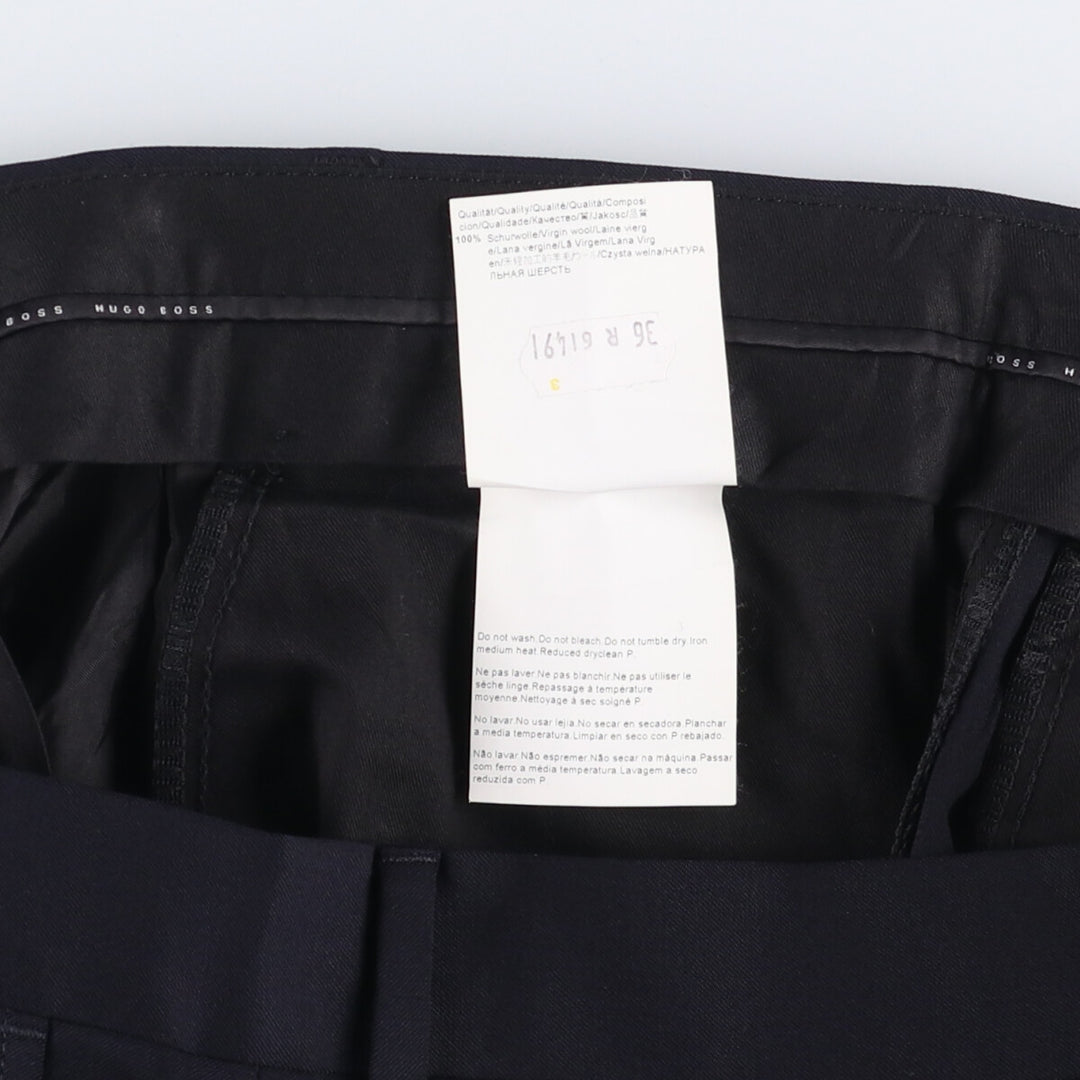 Hugo Boss One-Tuck Wool Pants, Slacks, Made in USA, Men's Size W36 wool navy blue type Vintage Second Hand