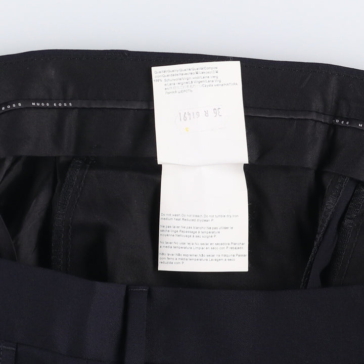 Hugo Boss One-Tuck Wool Pants, Slacks, Made in USA, Men's Size W36 wool navy blue type Vintage Second Hand